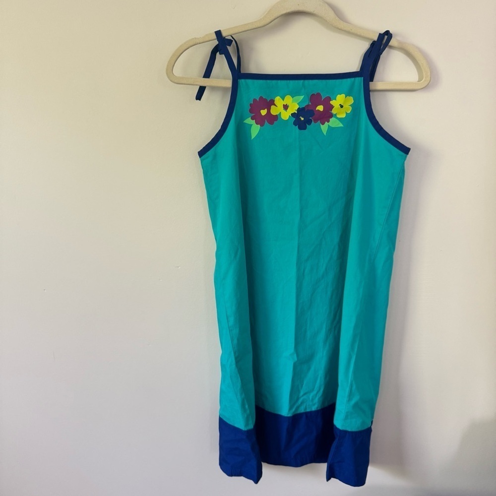 Hanna Andersson Pillowcase Sundress Summer Turquoise Blue Flowers 150 / 12 Girls